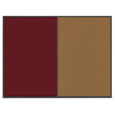 United Visual Products Double Door Radius Corkboard, 42"X32", W UV80025-WHITE-DBURGU